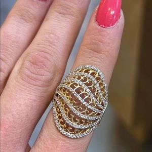 14K Solid Gold Fancy migraine Ring 28mm thickness all sizes